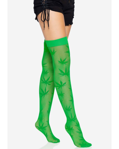 Панчохи з малюнком Leg Avenue 420 Net thigh highs Green - Фото №5