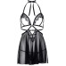 Сорочка беби-долл с открытыми чашками Leg Avenue Lace and mesh babydoll & panty Black S, стринги - Фото №3