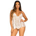 Сорочка бебі-дол Leg Avenue Floral lace babydoll & string White S, стрінги - Фото №1