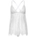 Сорочка бебі-дол Leg Avenue Floral lace babydoll & string White S, стрінги - Фото №3