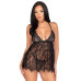 Сорочка бебі-дол Leg Avenue Floral lace babydoll & string Black S, стрінги - Фото №1