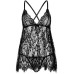 Сорочка бебі-дол Leg Avenue Floral lace babydoll & string Black S, стрінги - Фото №3
