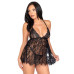 Сорочка бебі-дол Leg Avenue Floral lace babydoll & string Black S, стрінги - Фото №4