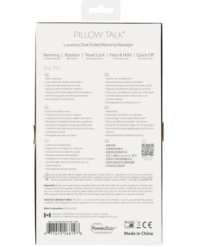 Вібромасажер 2в1 PILLOW TALK - Sultry Teal, класичний масажер і вібратор з ротацією, підігрів - Фото №14