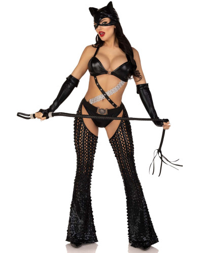 Эротический костюм кошечки-госпожи Leg Avenue Mistress Kitty M, перчатки, комбинезон, маска - Фото №4