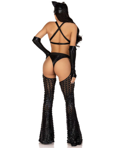 Еротичний костюм кішечки-пані Leg Avenue Mistress Kitty L, рукавички, комбінезон, маска - Фото №5