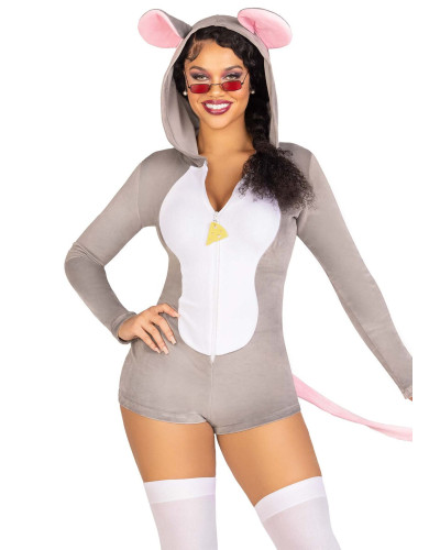 Комбинезон-костюм мышки Leg Avenue Comfy Mouse XS, с капюшоном - Фото №1