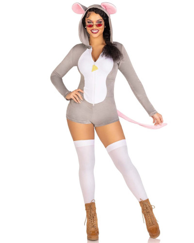 Комбинезон-костюм мышки Leg Avenue Comfy Mouse XS, с капюшоном - Фото №3