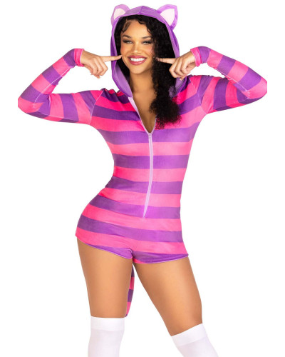 Комбінезон-костюм кішечки Leg Avenue Comfy Cheshire XS, з капюшоном - Фото №1