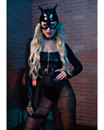 Еротичний костюм кішечки Leg Avenue Fierce Feline XS, боді, пояс з підв’язкою, маска кішки - Фото №4