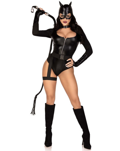Еротичний костюм кішечки Leg Avenue Fierce Feline XS, боді, пояс з підв’язкою, маска кішки - Фото №6