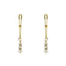 Тонкі затискачі для сосків з підвіскою Feral Feelings - Thin nipple clamps, золото/прозорий