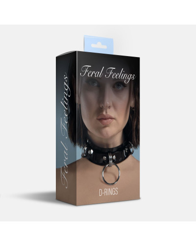 Нашийник для фіксації Feral Feelings - D-Rings Black - Фото №2