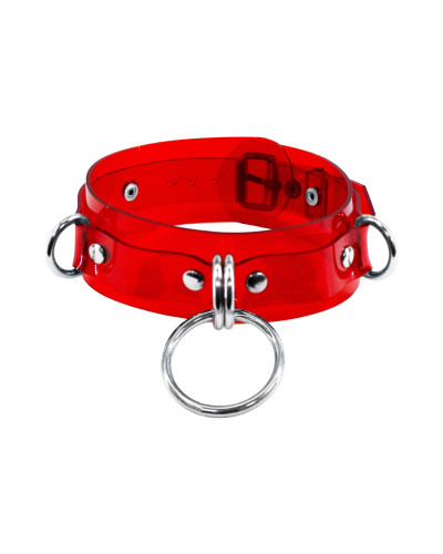 Нашийник для фіксації Feral Feelings - D-Rings Red Trasparent - Фото №1