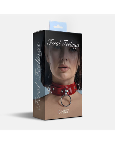 Нашийник для фіксації Feral Feelings - D-Rings Red - Фото №2