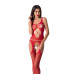 Бодістокінг Passion BS057 red, комбінезон, імітація панчох і пояса - Фото №1