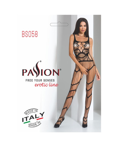 Бодістокінг Passion BS058 black, комбінезон, дуже повітряний - Фото №7
