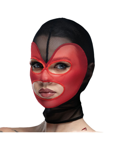 Маска серце сітка з відкритим ротом та очима Feral Feelings - Hearts Mask Black/Red - Фото №1