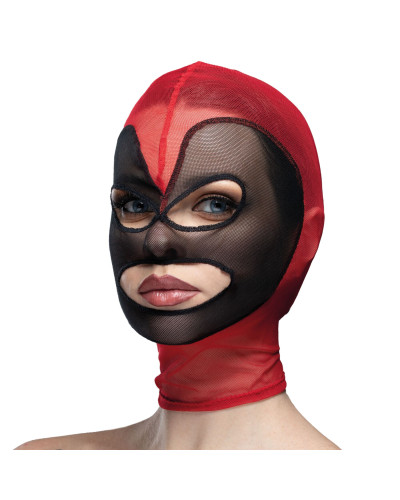 Маска серце сітка з відкритим ротом та очима Feral Feelings - Hearts Mask Red/Black - Фото №1
