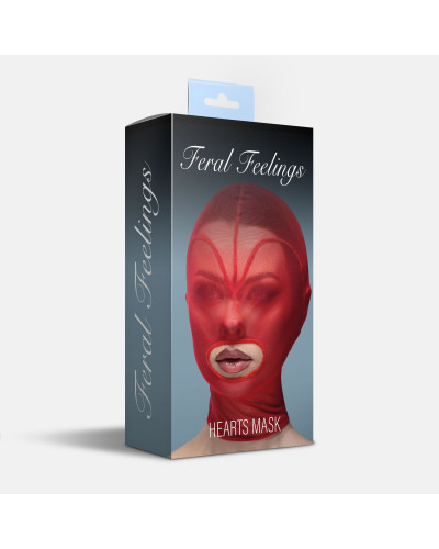 Маска сердце сетка с открытым ртом Feral Feelings - Hearts Mask Red/Red - Фото №2