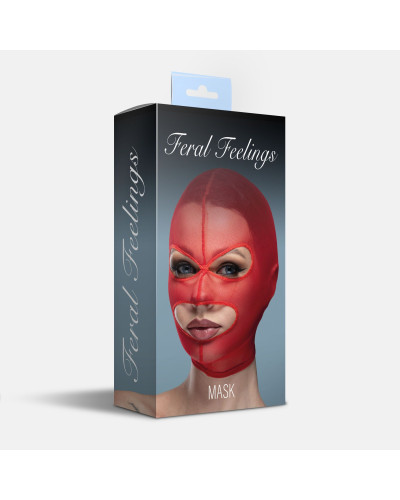 Маска сітка з відкритим ротом та очима Feral Feelings - Mask Red - Фото №2