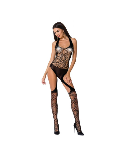 Бодістокінг Passion BS060 black, комбінезон, імітація трусиків і гольфів - Фото №3