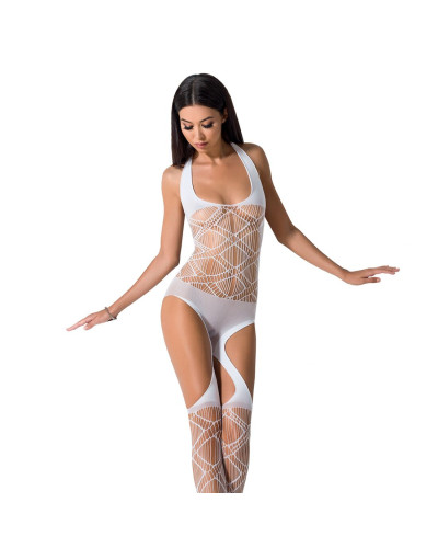 Бодістокінг Passion BS060 white, комбінезон, імітація трусиків і гольфів - Фото №1