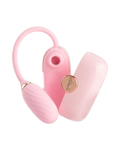 Вакуумный клиторальный стимулятор Otouch Louis Vibrate Pink с виброяйцом, в кейсе - Фото №1