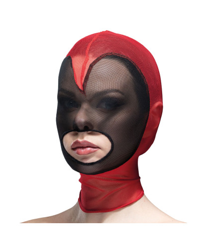 Маска серце сітка з відкритим ротом Feral Feelings - Hearts Mask Red/Black - Фото №1