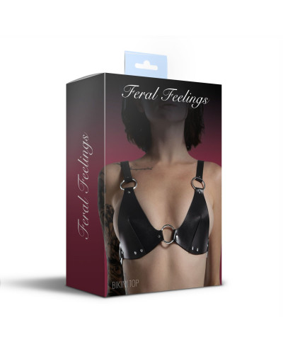 Лиф из натуральной кожи Feral Feelings - Bikini Top Black - Фото №4