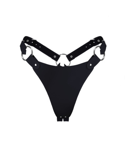 Трусики з натуральної шкіри Feral Feelings - String Bikini Black - Фото №1