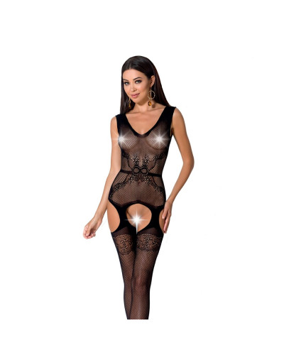 Сітчастий бодістокінг Passion BS062 One Size, Black, комбінезон, імітація панчіх, відкритий доступ - Фото №1