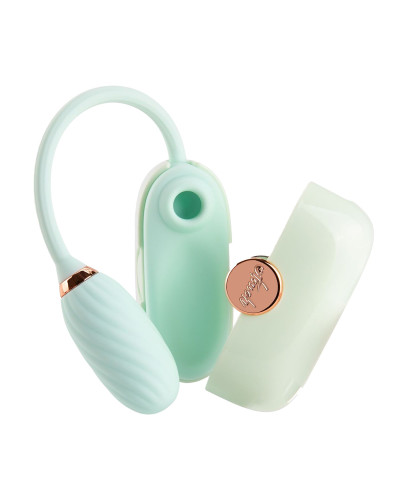 Вакуумний кліторальний стимулятор Otouch Louis Vibrate Teal з віброяйцем, у кейсі - Фото №1