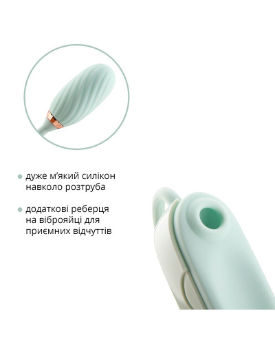 Вакуумний кліторальний стимулятор Otouch Louis Vibrate Teal з віброяйцем, у кейсі - Фото №4