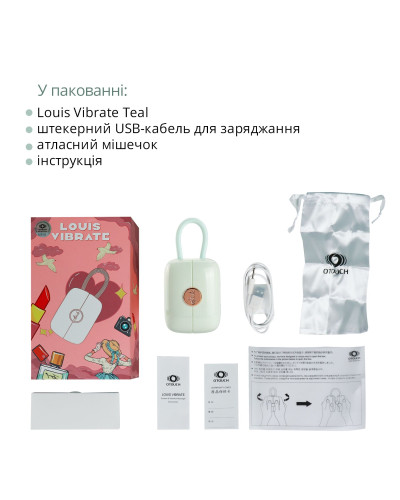 Вакуумний кліторальний стимулятор Otouch Louis Vibrate Teal з віброяйцем, у кейсі - Фото №6