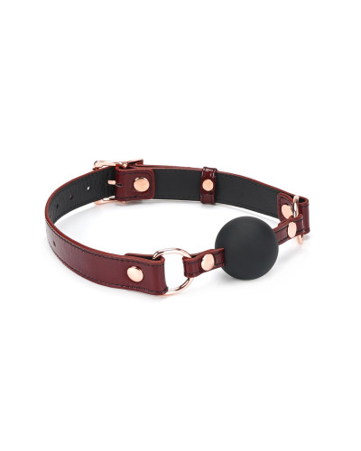 Силіконовий кляп Liebe Seele Wine Red Ball Gag, діаметр кульки 4,3 см, ремінь із натуральної шкіри - Фото №2