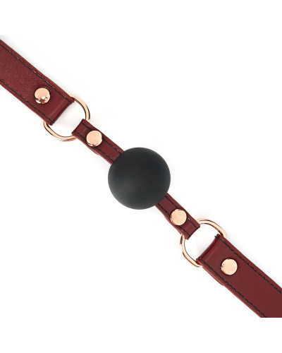 Силіконовий кляп Liebe Seele Wine Red Ball Gag, діаметр кульки 4,3 см, ремінь із натуральної шкіри - Фото №3