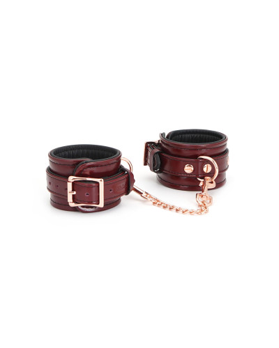 Шкіряні наручники Liebe Seele Wine Red Wrist Cuffs, знімний ланцюжок-кріплення - Фото №1