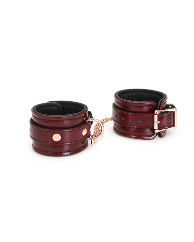 Шкіряні наручники Liebe Seele Wine Red Wrist Cuffs, знімний ланцюжок-кріплення - Фото №2