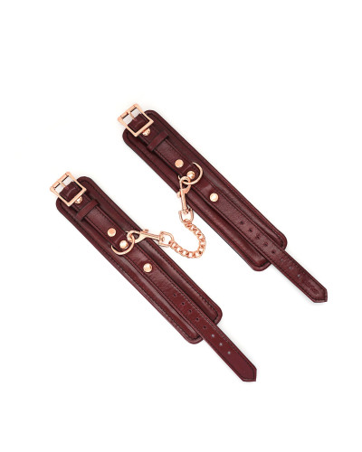 Шкіряні наручники Liebe Seele Wine Red Wrist Cuffs, знімний ланцюжок-кріплення - Фото №3
