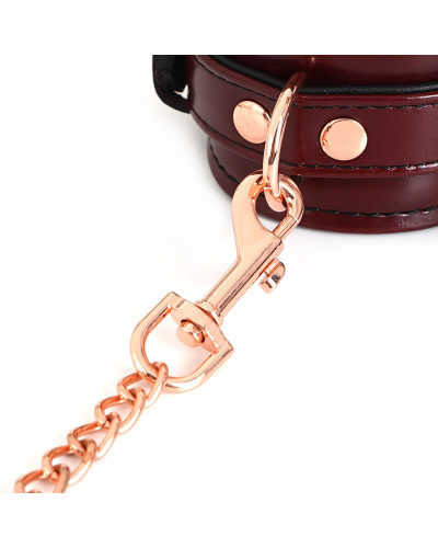 Шкіряні наручники Liebe Seele Wine Red Wrist Cuffs, знімний ланцюжок-кріплення - Фото №6