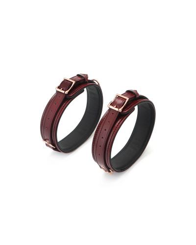 Фіксатори для стегон Liebe Seele Wine Red Thigh Cuffs L Size, натуральна шкіра - Фото №3