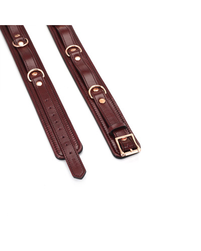 Фіксатори для стегон Liebe Seele Wine Red Thigh Cuffs L Size, натуральна шкіра - Фото №4