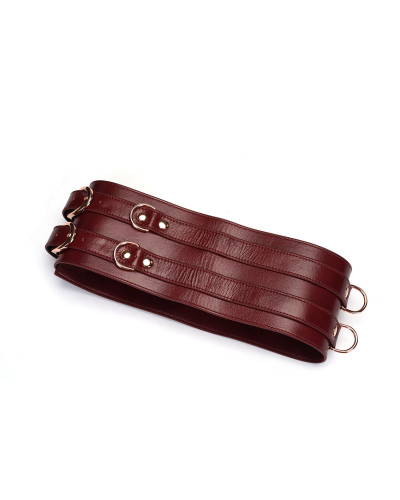 Шкіряний пояс для бондажу Liebe Seele Wine Red Waist Cuff, S Size - Фото №2