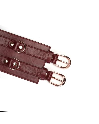 Шкіряний пояс для бондажу Liebe Seele Wine Red Waist Cuff, S Size - Фото №4