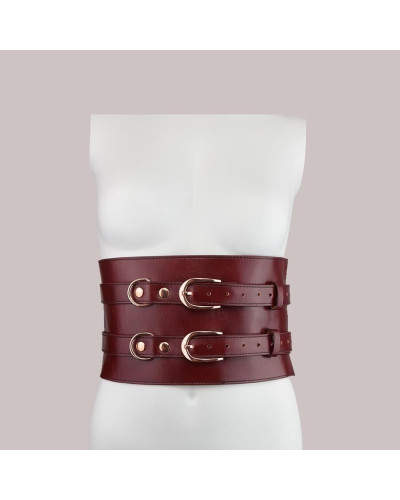 Шкіряний пояс для бондажу Liebe Seele Wine Red Waist Cuff, S Size - Фото №7