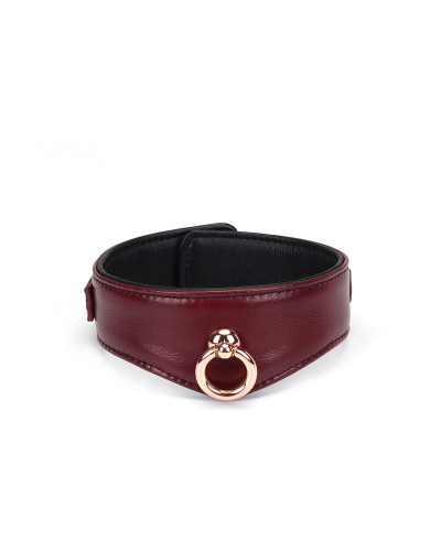 Шкіряний нашийник з повідцем Liebe Seele Wine Red Curved Collar, замок-сердечко - Фото №3