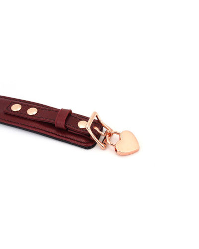 Шкіряний нашийник з повідцем Liebe Seele Wine Red Curved Collar, замок-сердечко - Фото №5