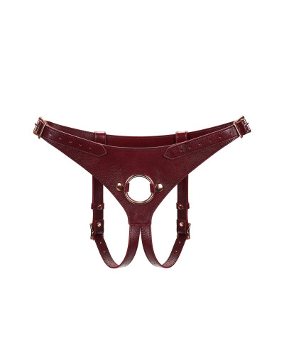 Кожаные трусы для страпона Liebe Seele Wine Red Strap on Harness, универсальный размер - Фото №1
