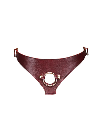 Кожаные трусы для страпона Liebe Seele Wine Red Strap on Harness, универсальный размер - Фото №2